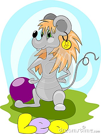 Rat girl with symbol of Leo Stock Photo